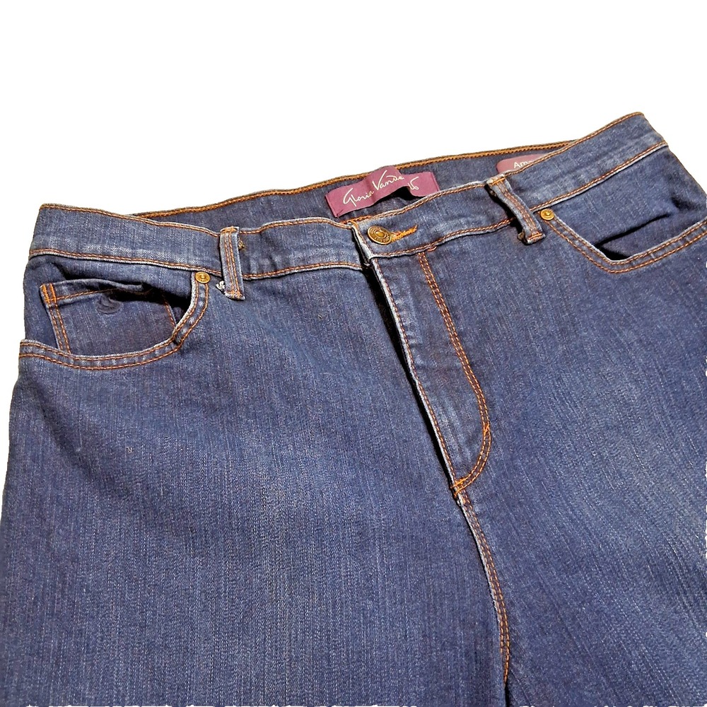Gloria Vanderbilt Womens Amanda Straight Let Jean‎ Size 16P Petite 5 Pocket Dark